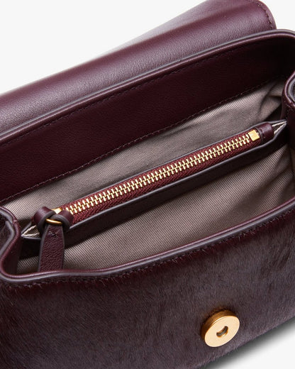 Realm Small Calf Hair Crossbody Bag - Blackberry