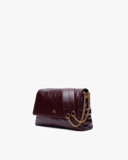Chelsea Large Leather Flap Bag - Blackberry