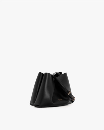 Bloom Medium Calf Leather Crossbody Bag - Black