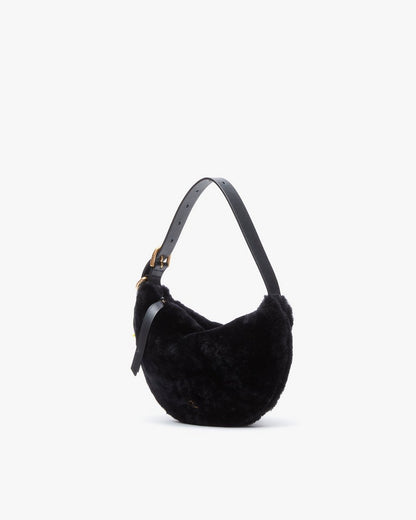 Mercer Small Shearling Hobo - Black