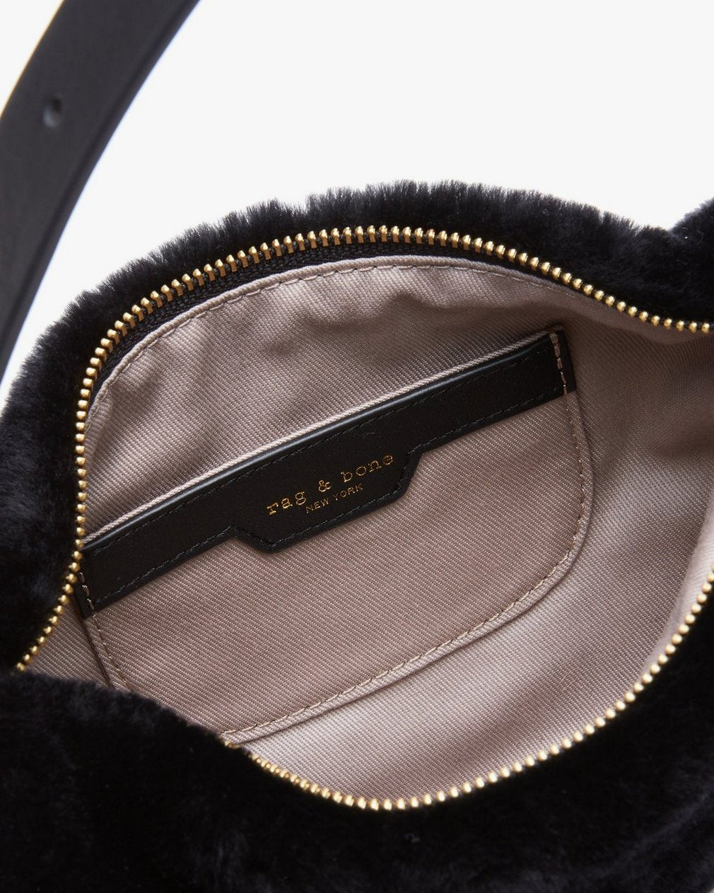 Mercer Small Shearling Hobo - Black