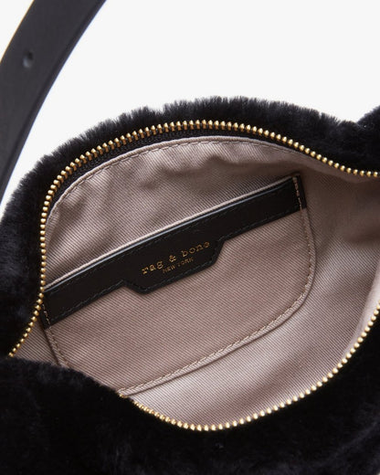 Mercer Small Shearling Hobo - Black
