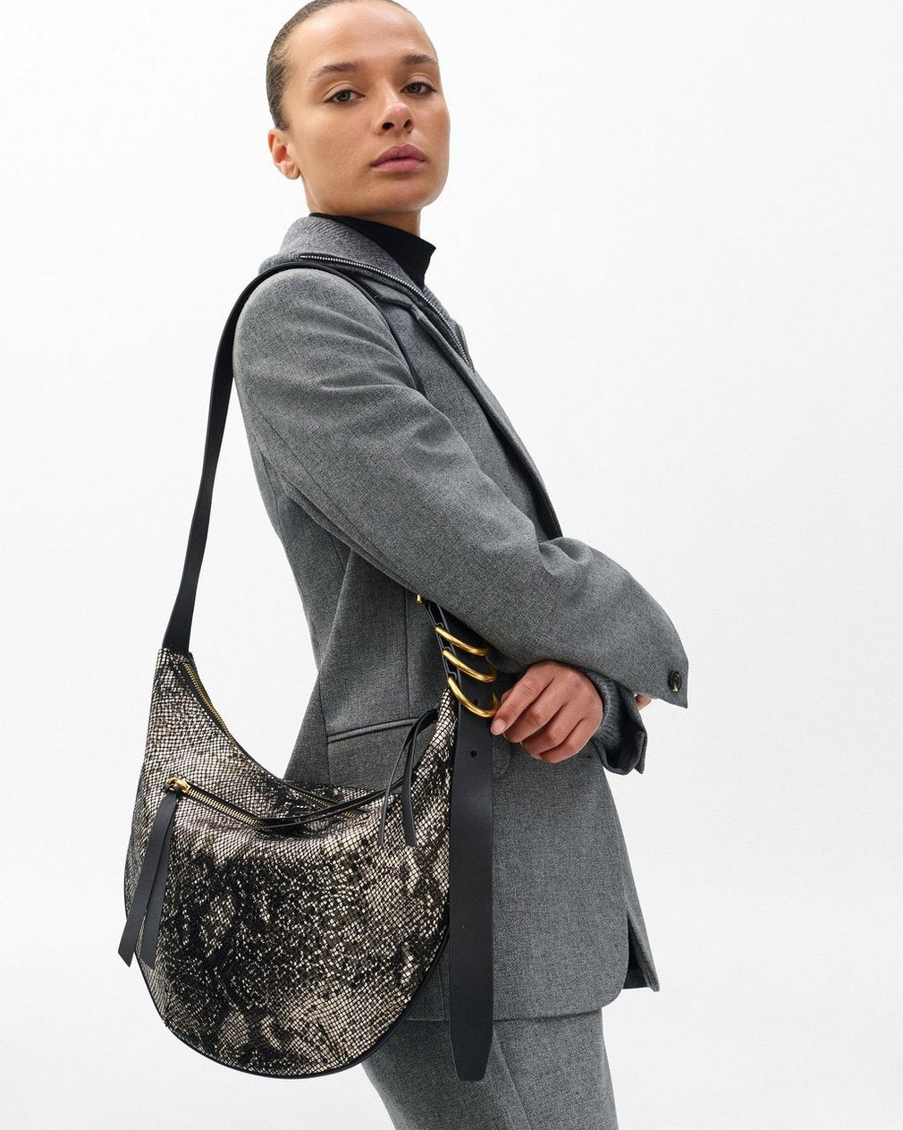 Mercer Medium Python Leather Hobo - Black Multi