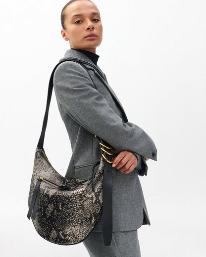 Mercer Medium Python Leather Hobo - Black Multi