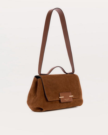 Realm Suede Top Handle Bag - Golden Brown