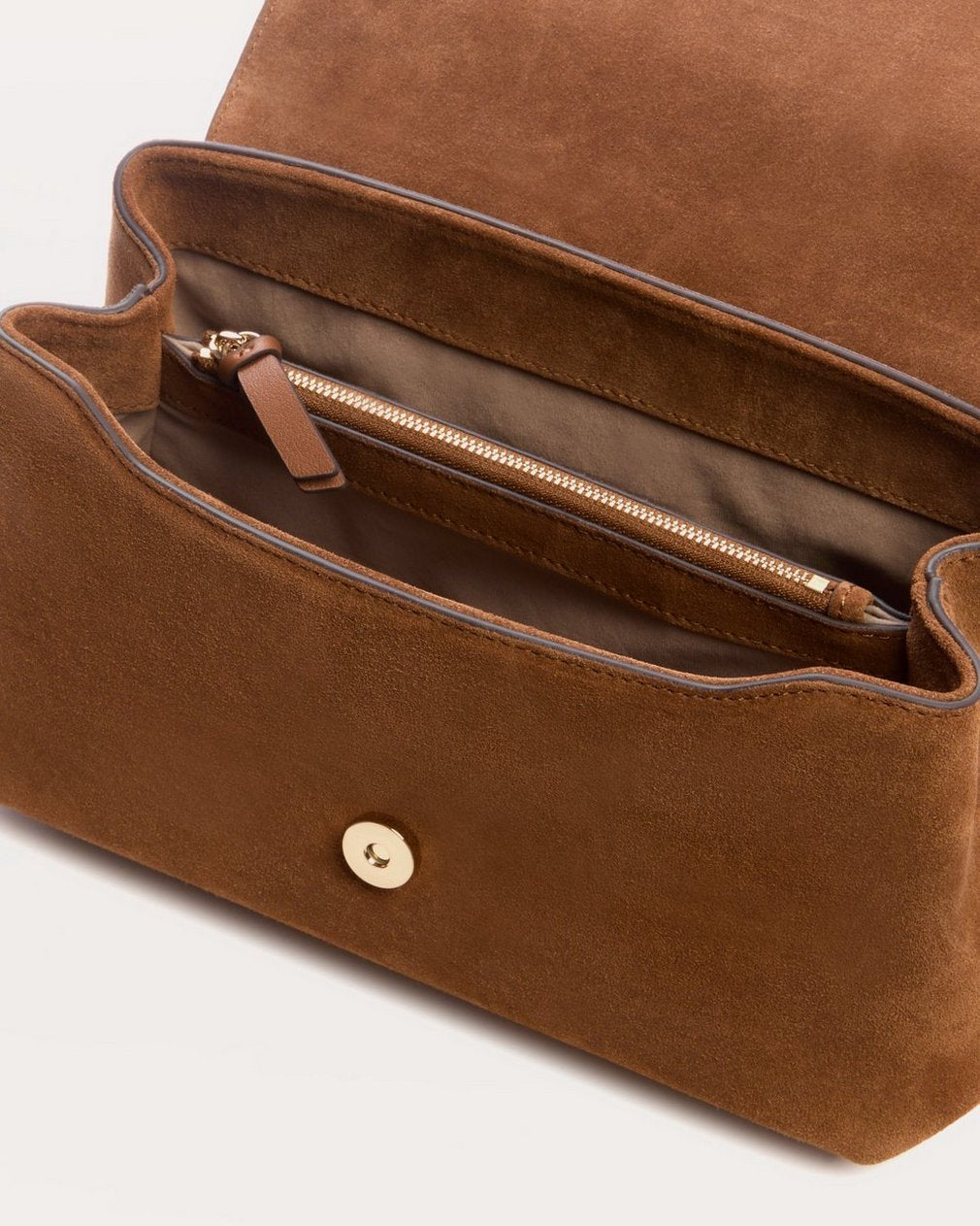 Realm Suede Top Handle Bag - Golden Brown