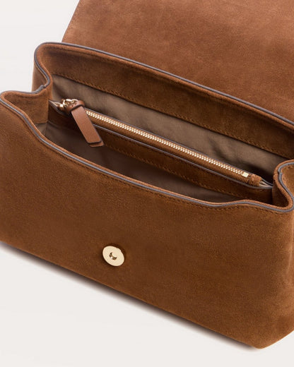 Realm Suede Top Handle Bag - Golden Brown