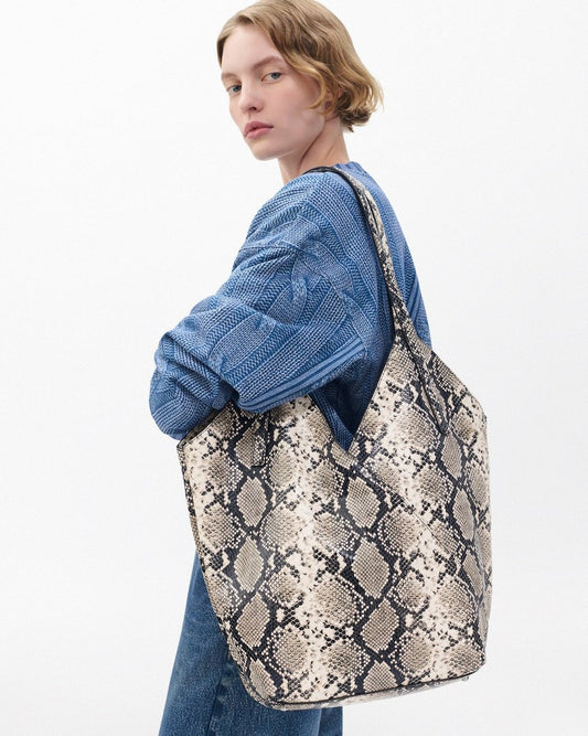 Alix Snakeskin Leather Tote - Natural