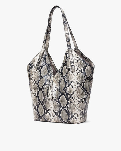 Alix Snakeskin Leather Tote - Natural