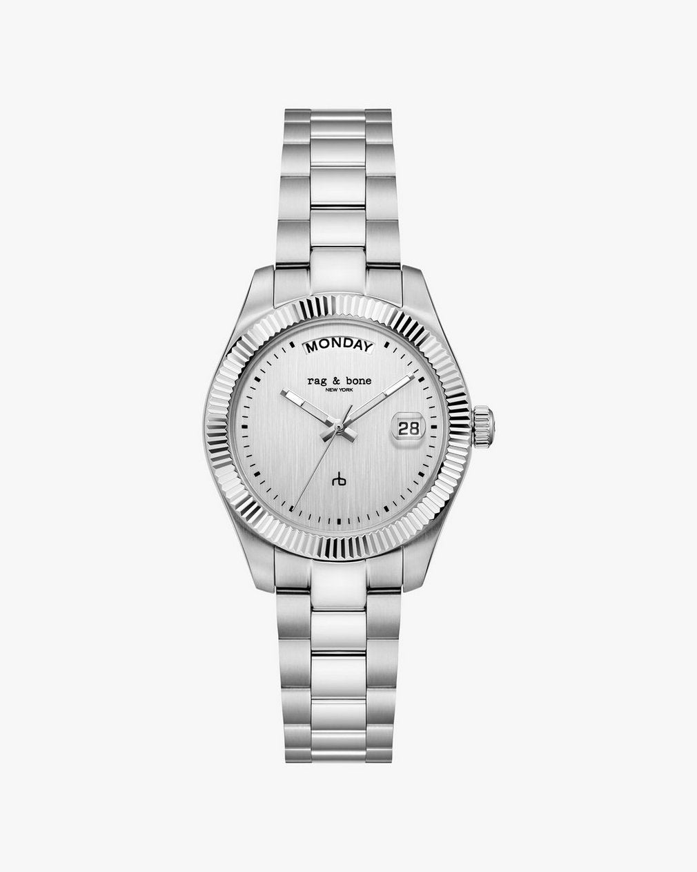 Lex Day Date Bracelet Watch, 34mm - Silver