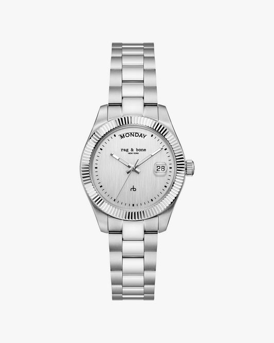 Lex Day Date Bracelet Watch, 34mm - Silver