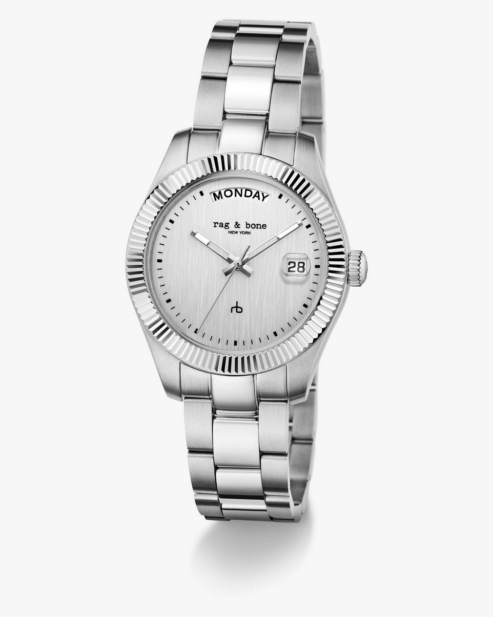 Lex Day Date Bracelet Watch, 34mm - Silver