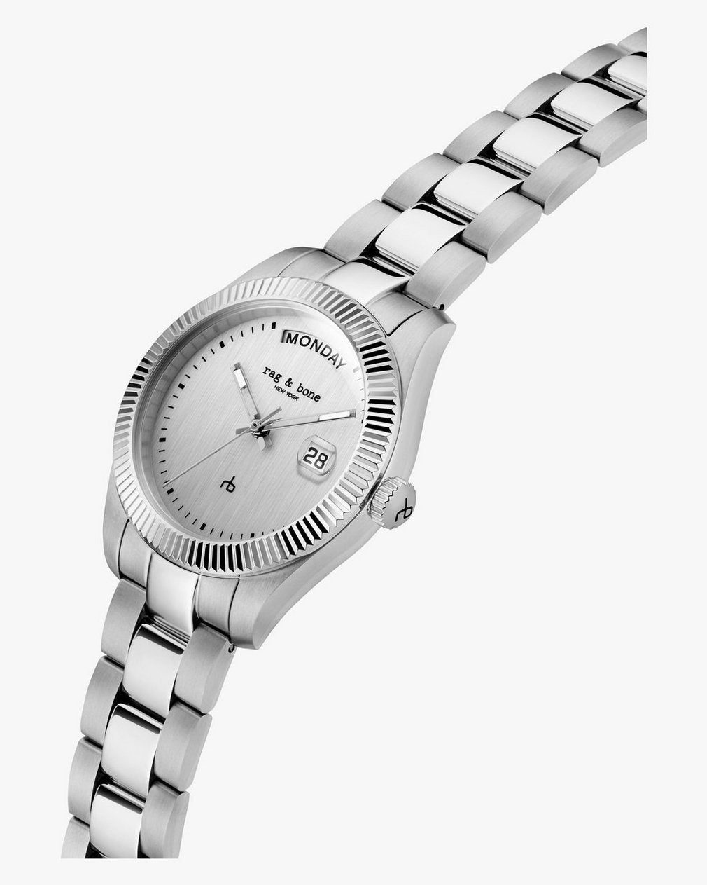 Lex Day Date Bracelet Watch, 34mm - Silver