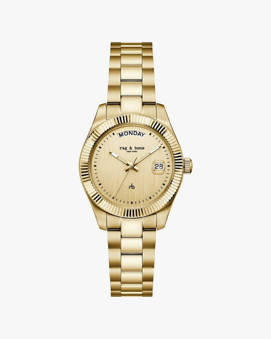 Lex Day Date Bracelet Watch, 34mm - Gold