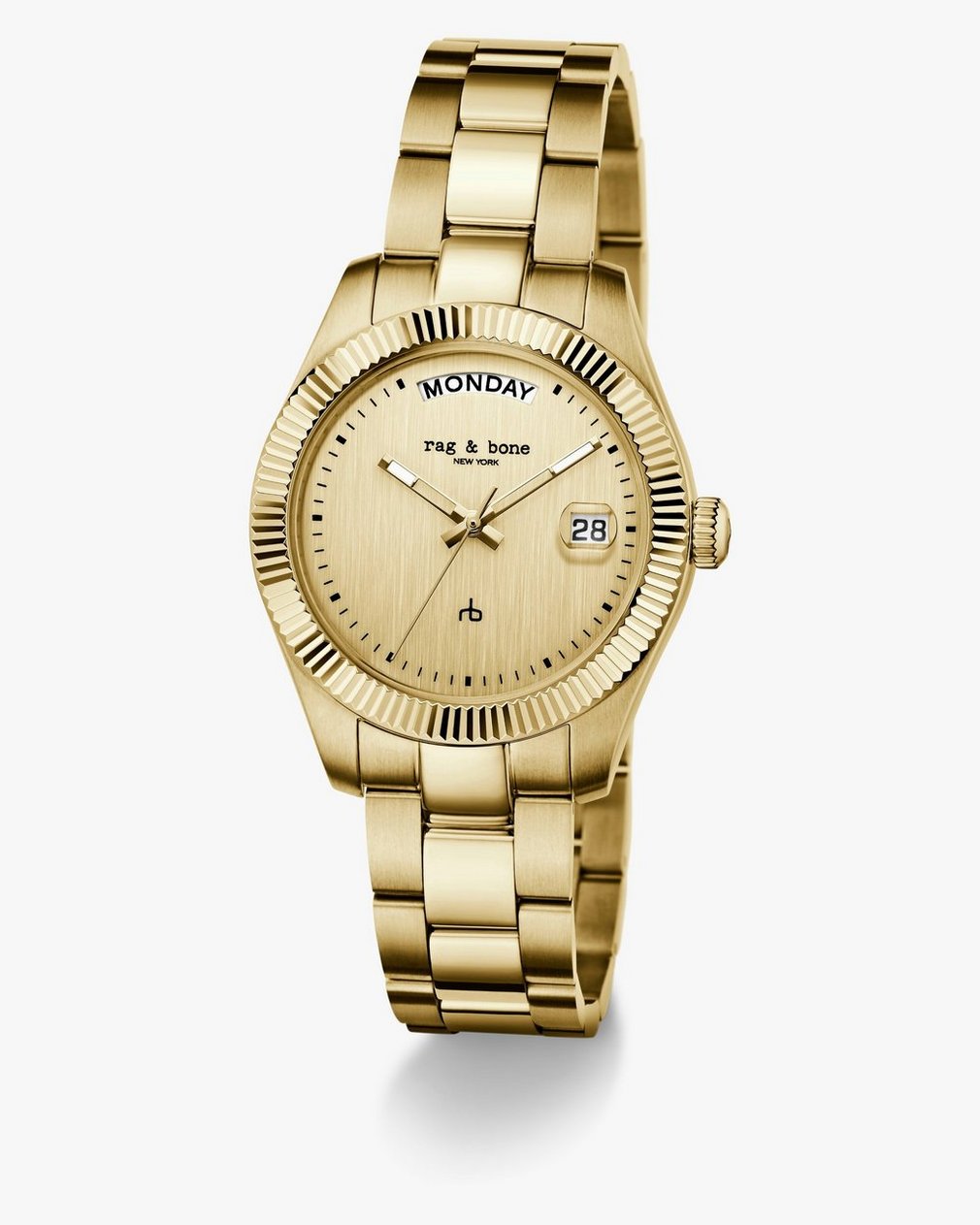 Lex Day Date Bracelet Watch, 34mm - Gold