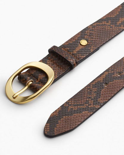 Vera Leather Belt - Mocha Snake