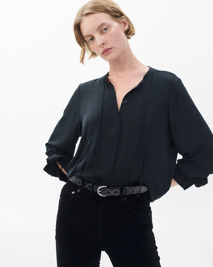 Maisie Studded Leather Belt - Black