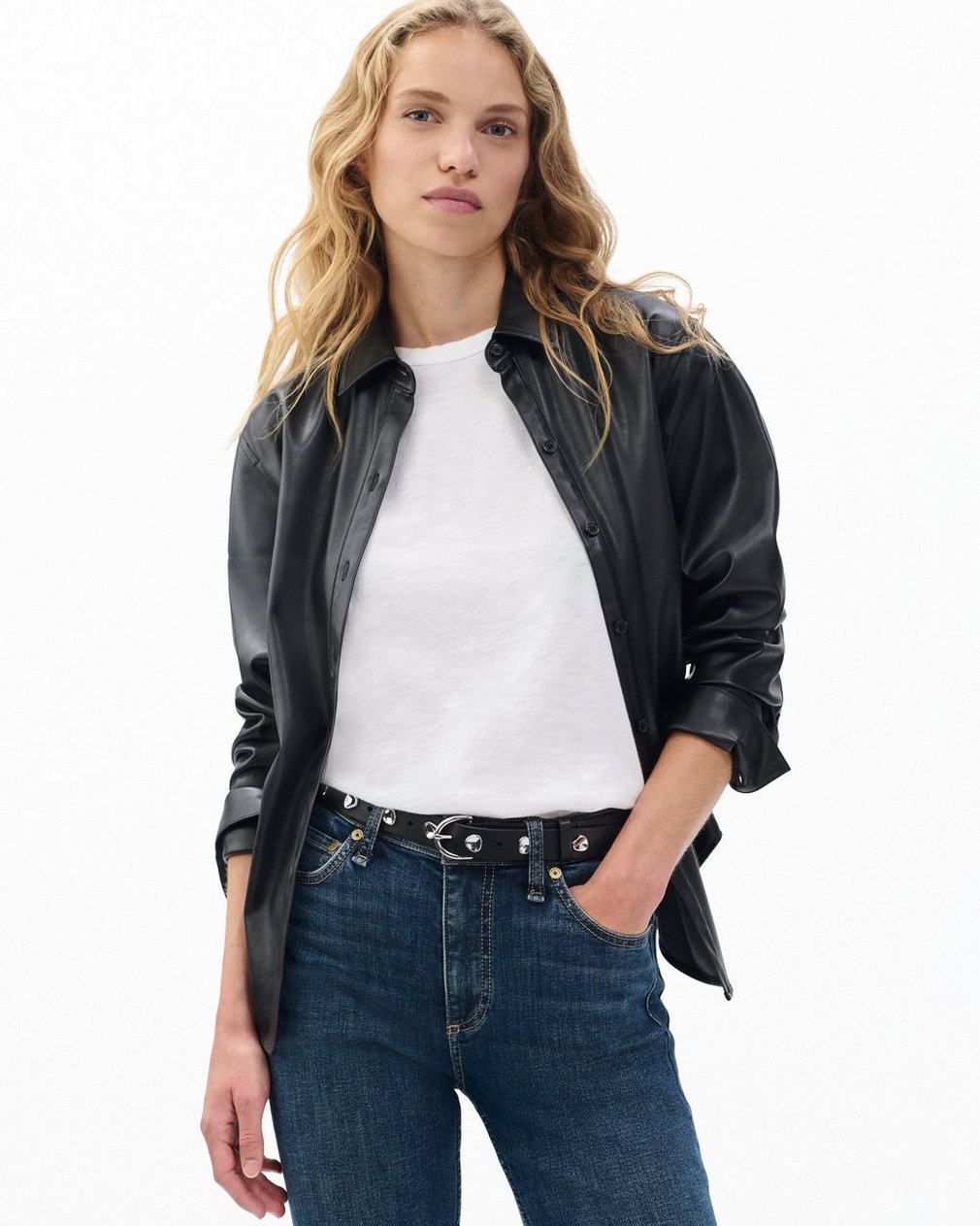 Brynn Studded Leather Belt - Black