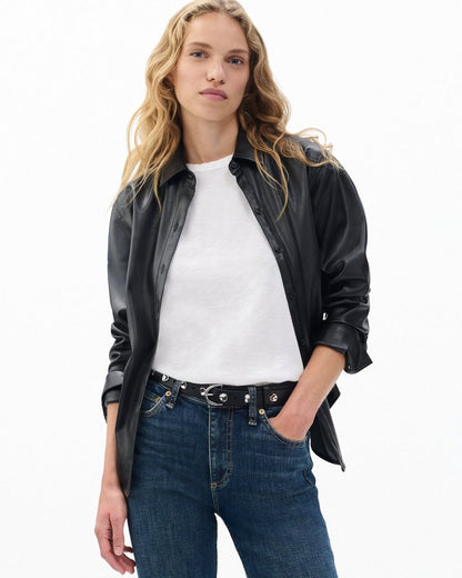 Brynn Studded Leather Belt - Black