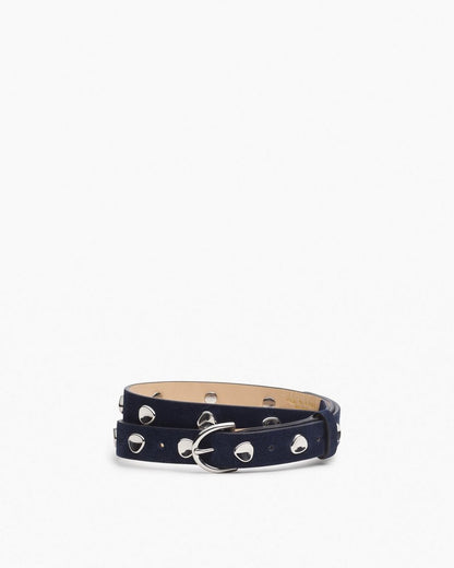 Brynn Studded Italian Suede Belt - Navy Suede