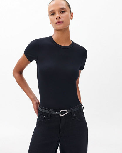 Elise Leather Waist Belt - Black