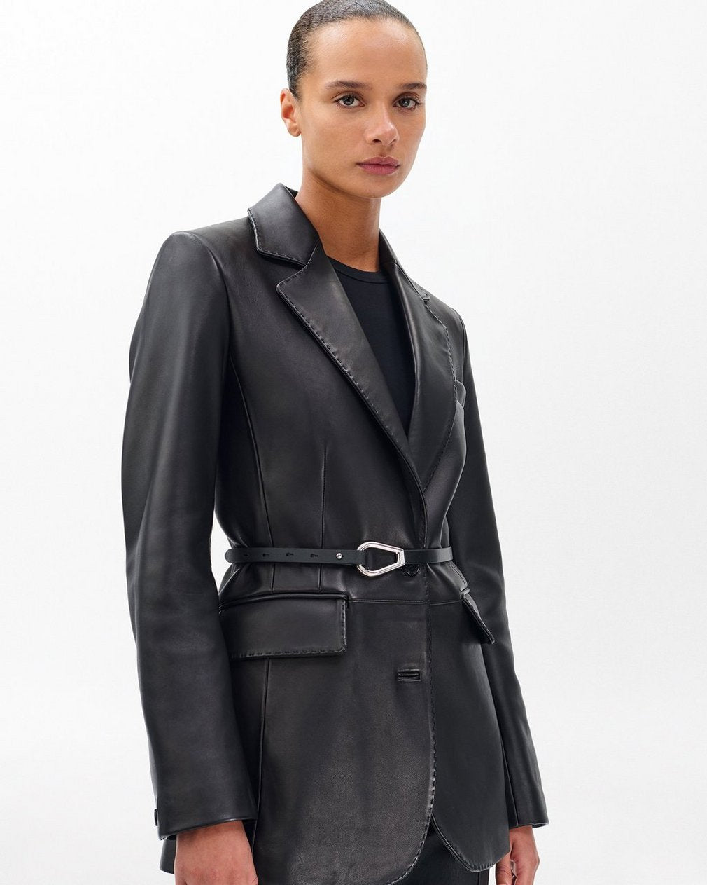 Elise Leather Waist Belt - Black