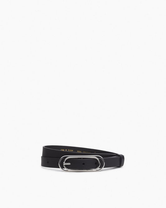 Duo Rounded Rebound Leather Belt - Black