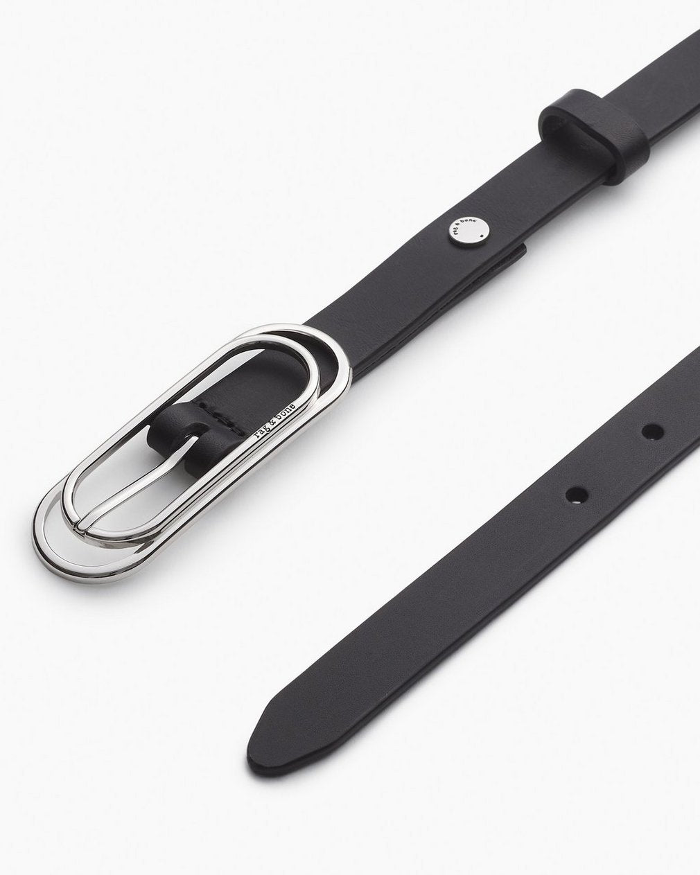 Duo Rounded Rebound Leather Belt - Black