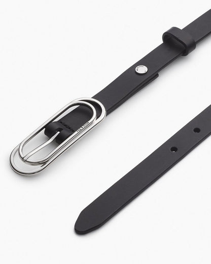 Duo Rounded Rebound Leather Belt - Black