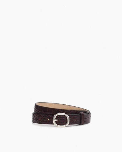 Small Audrey Leather Belt - Bordeaux Croc