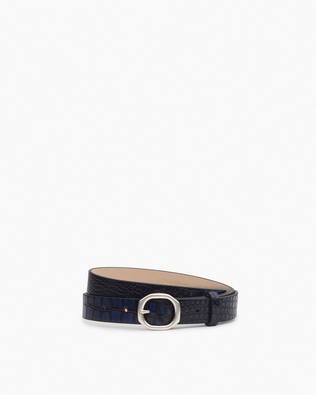 Small Audrey Leather Belt - Indigo Croc