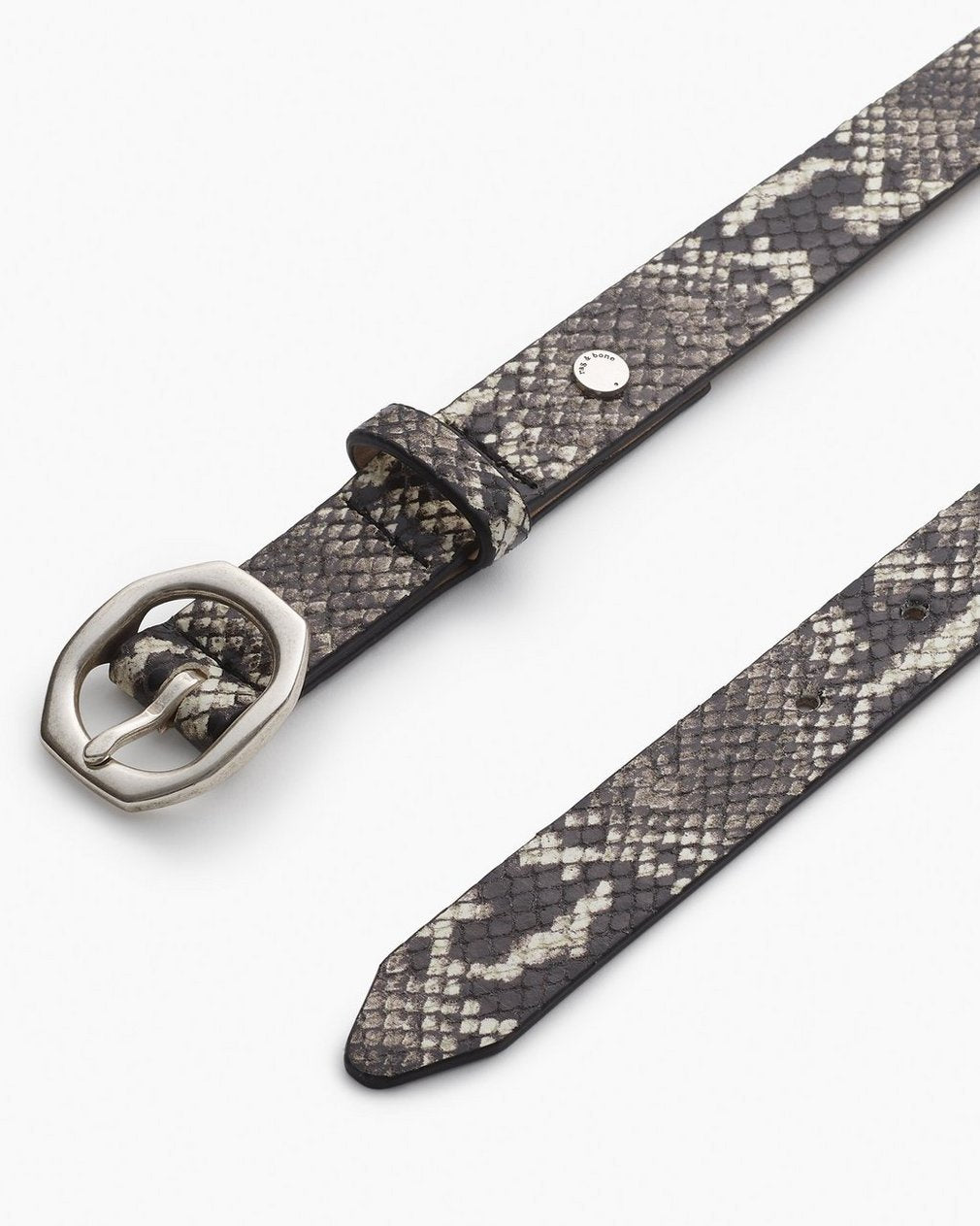 Small Audrey Leather Belt - White Snake