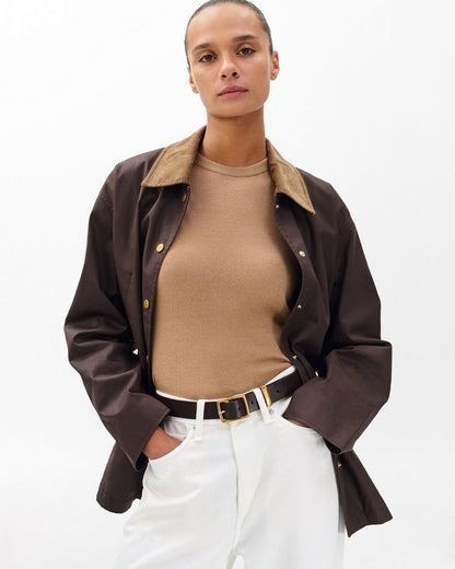 X Boyfriend Leather Belt - Dark Espresso