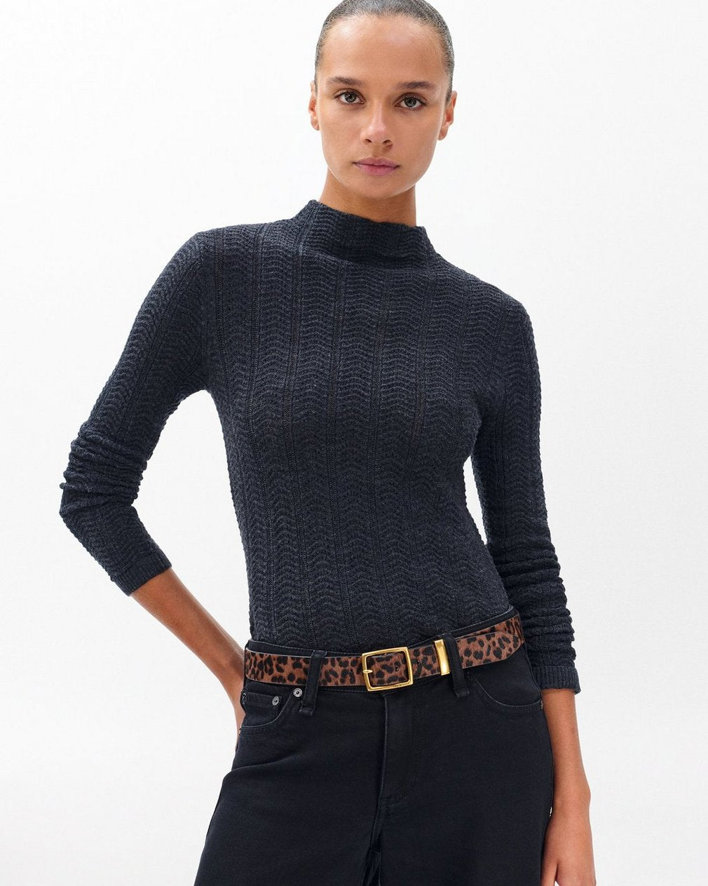 X Boyfriend Leopard Belt - Leopard Hair Calf