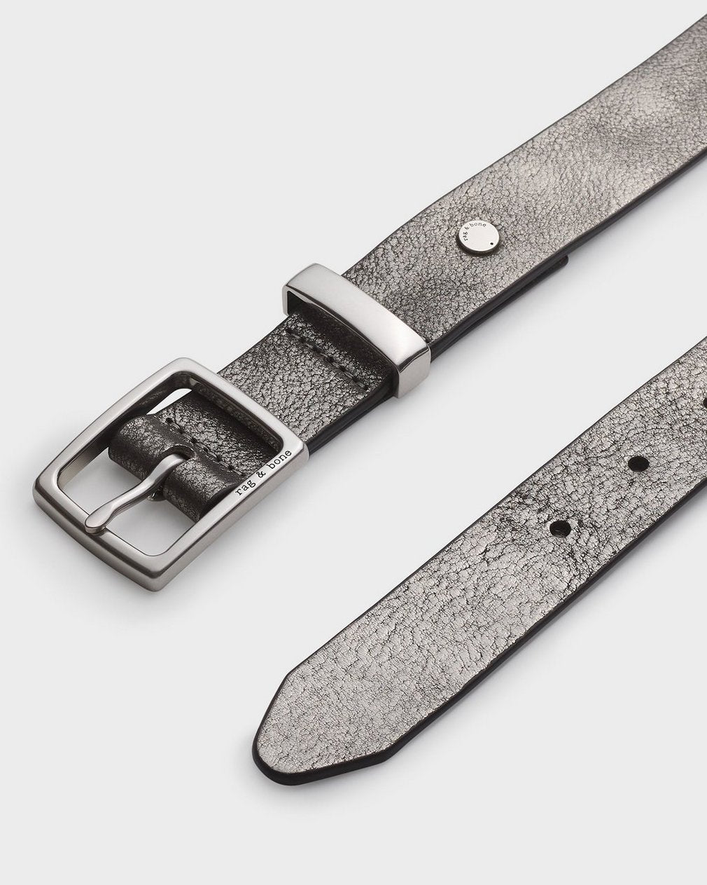 X Boyfriend Metallic Leather Belt - Gunmetal