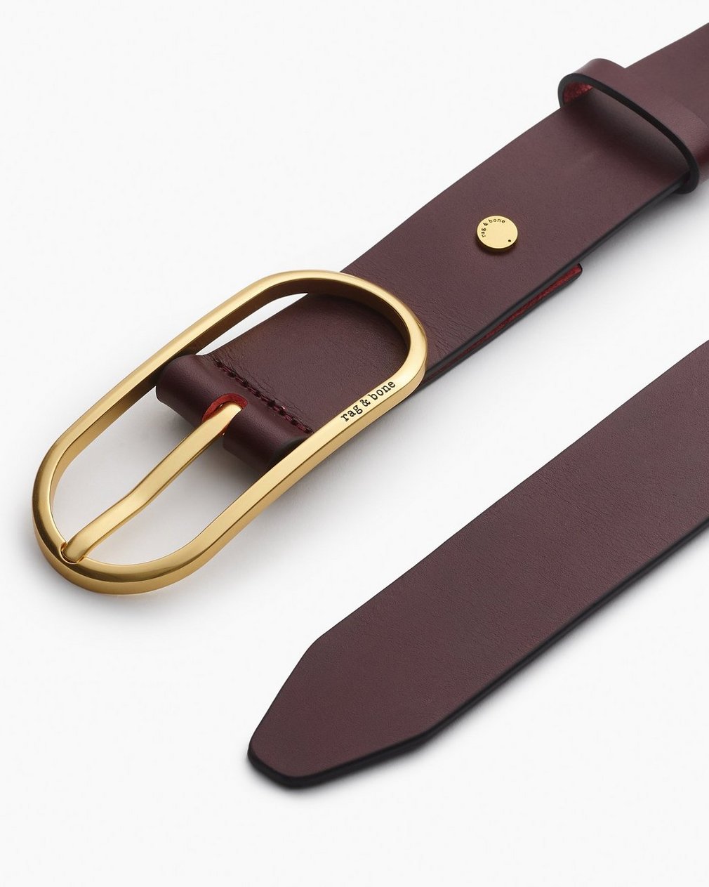 Rounded Rebound Leather Belt - Bordeaux