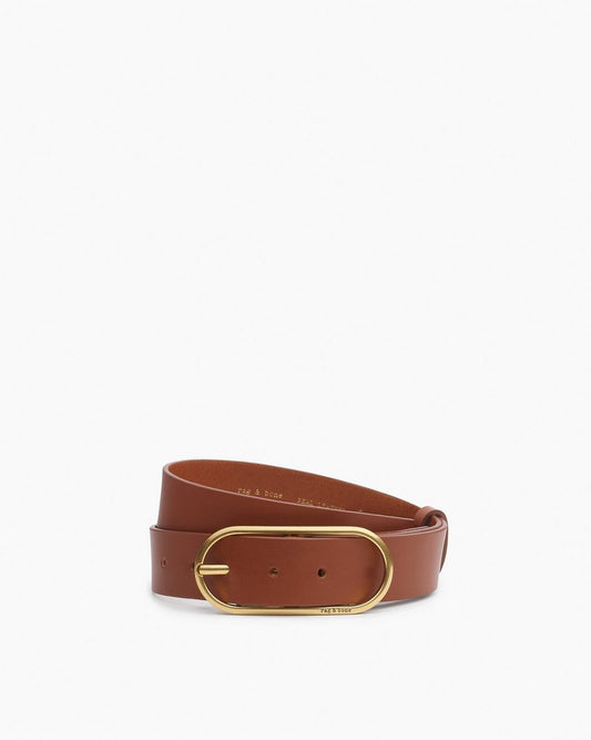 Rounded Rebound Leather Belt - Whiskey