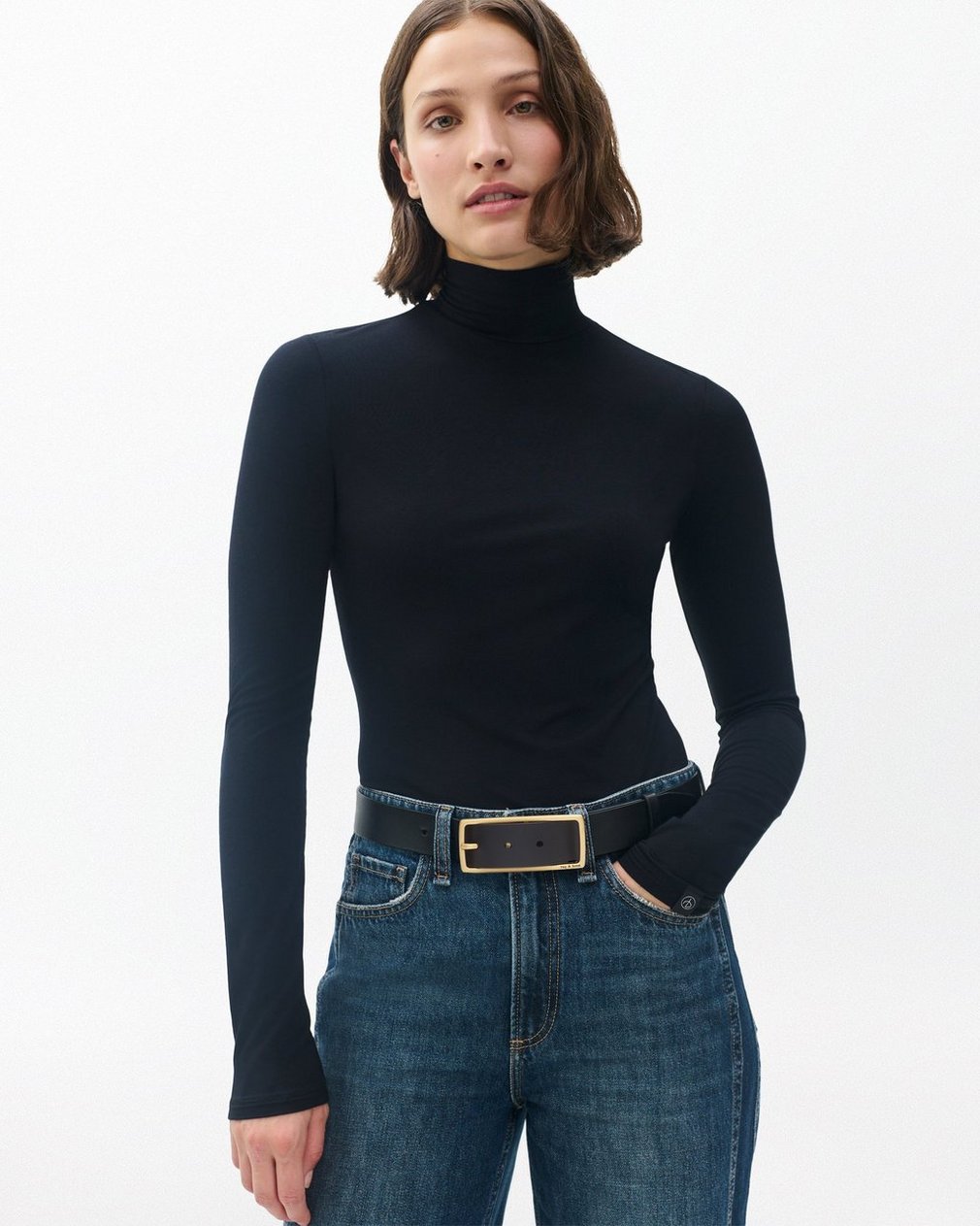 Leather Rebound Belt for Women in Black