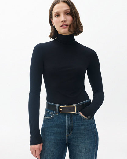 Leather Rebound Belt for Women in Black