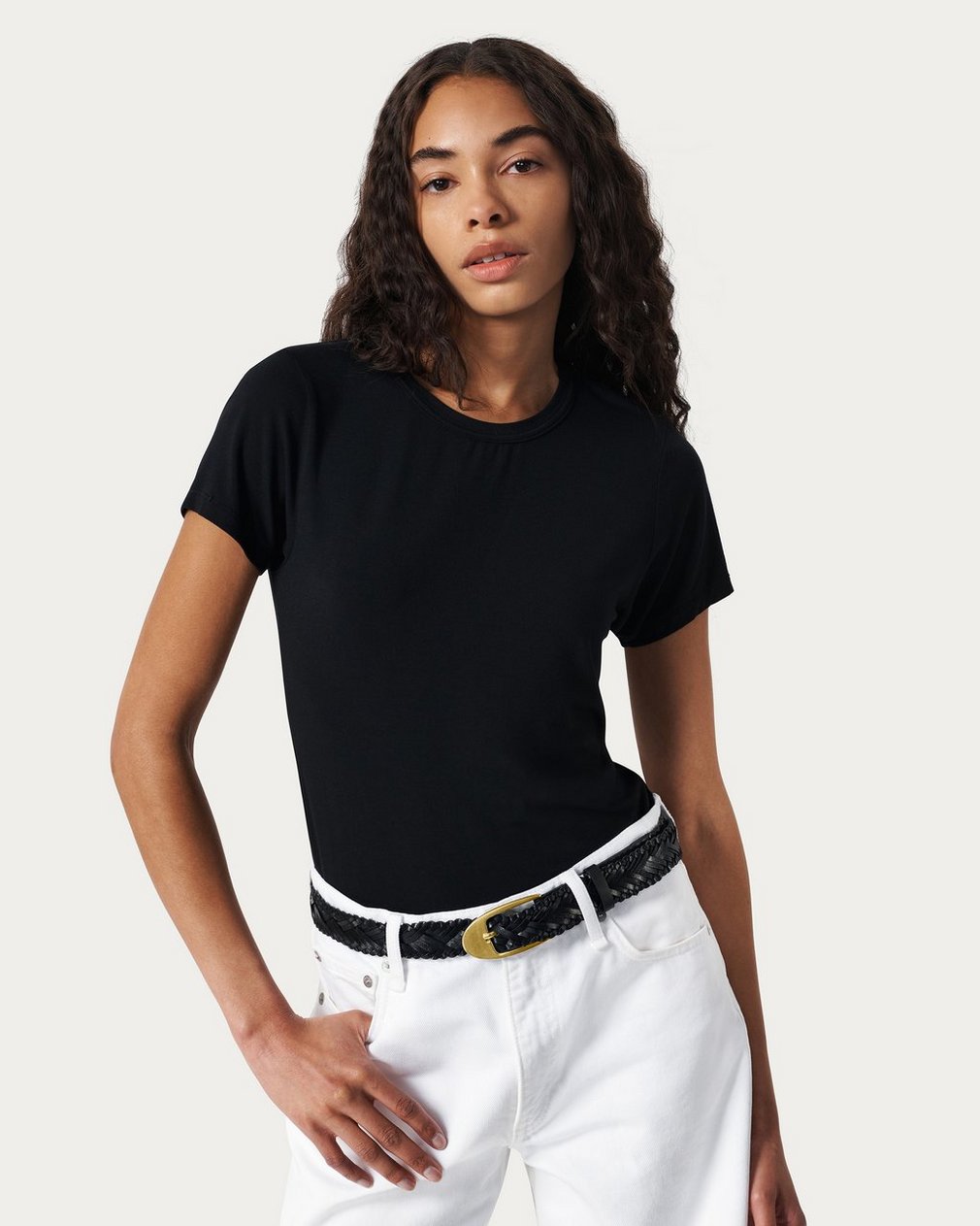 Gemma Woven Leather Belt - Black
