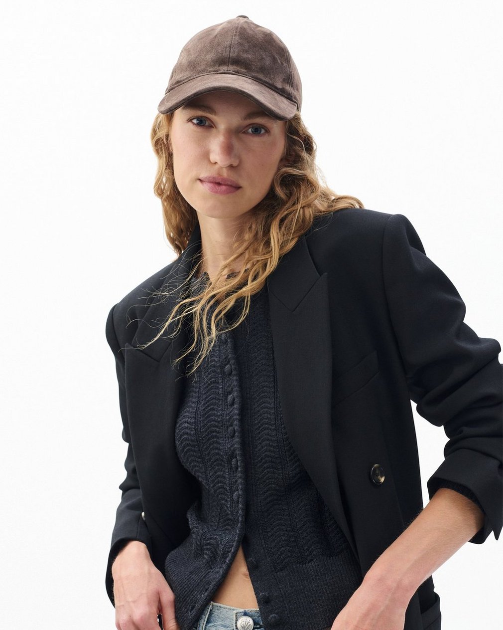 Harlow Suede Baseball Cap - Dark Espresso Suede