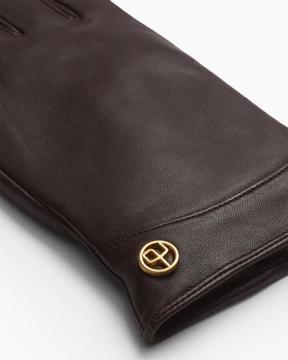 Joni Cashmere-Lined Leather Gloves - Dark Espresso