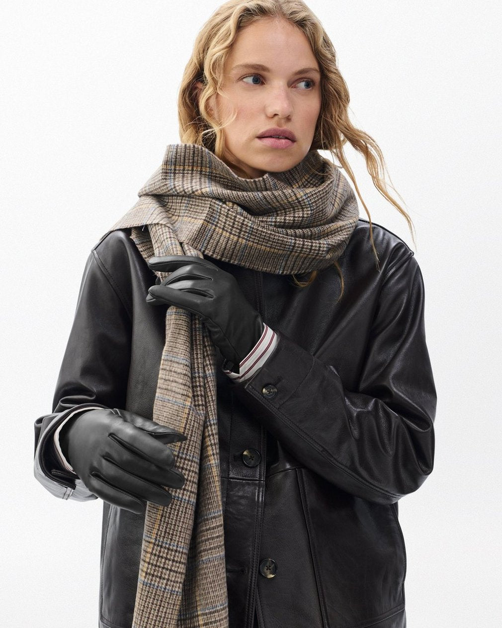 Joni Cashmere-Lined Leather Gloves - Black