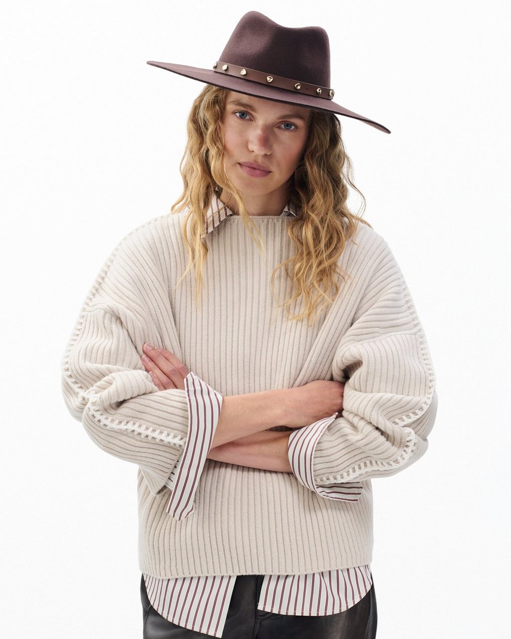 Brynn Studded Wool Fedora - Dark Espresso