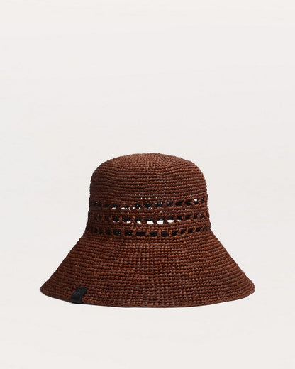 Daisie Rollable Raffia Bucket Hat - Toffee