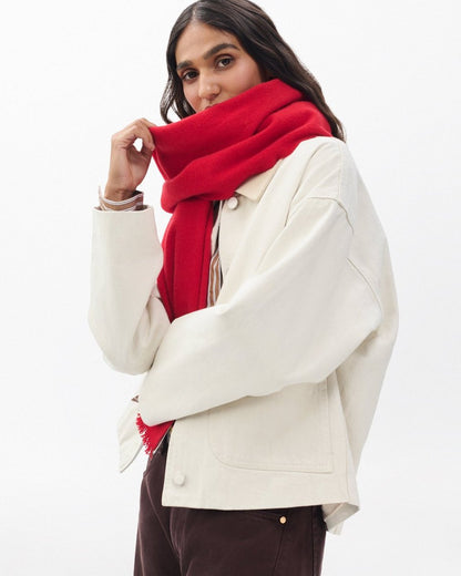 Mila Textured Italian Cashmere Scarf - Fiery Red