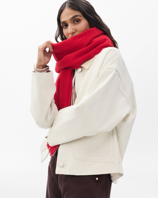 Mila Textured Italian Cashmere Scarf - Fiery Red