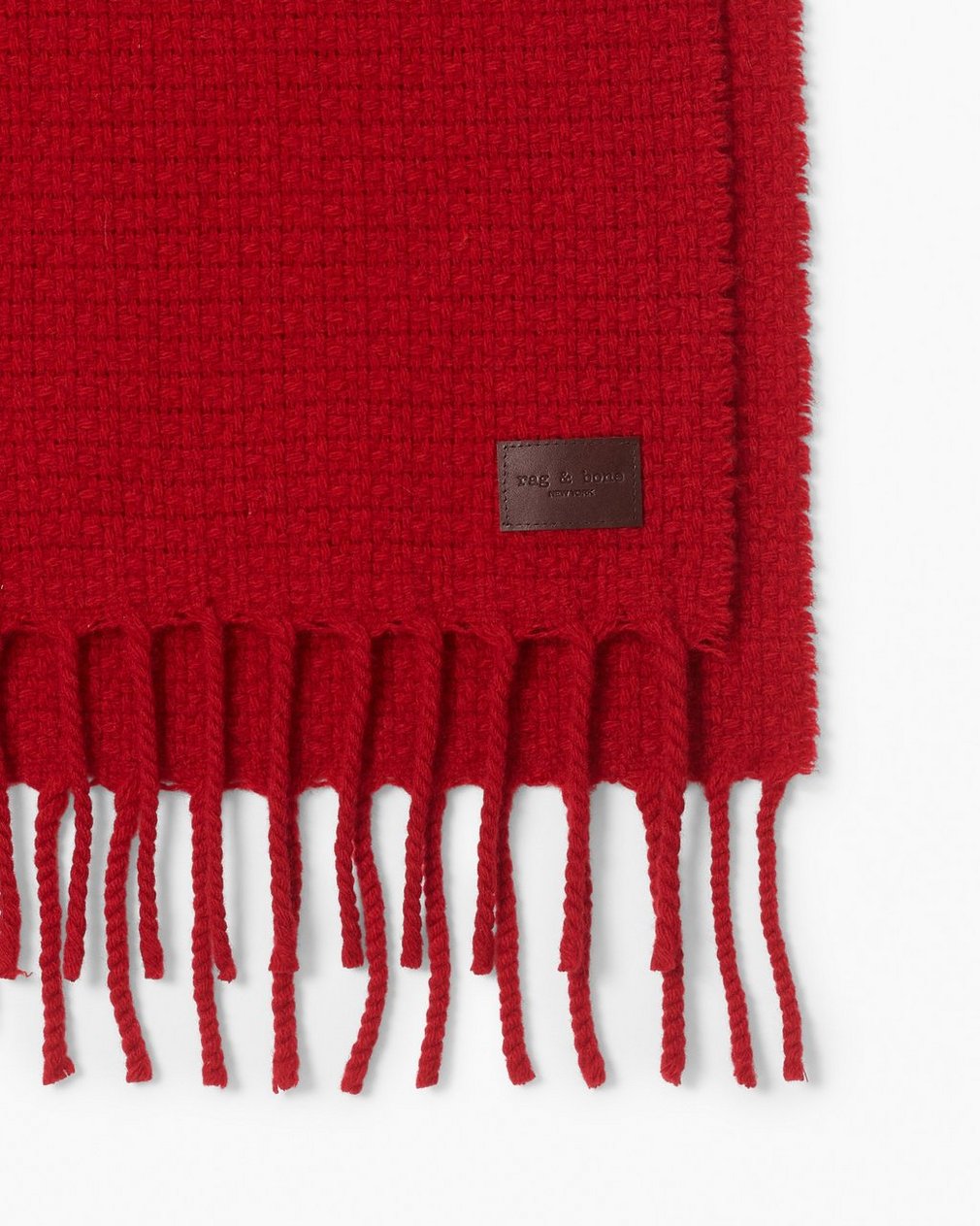 Mila Textured Italian Cashmere Scarf - Fiery Red