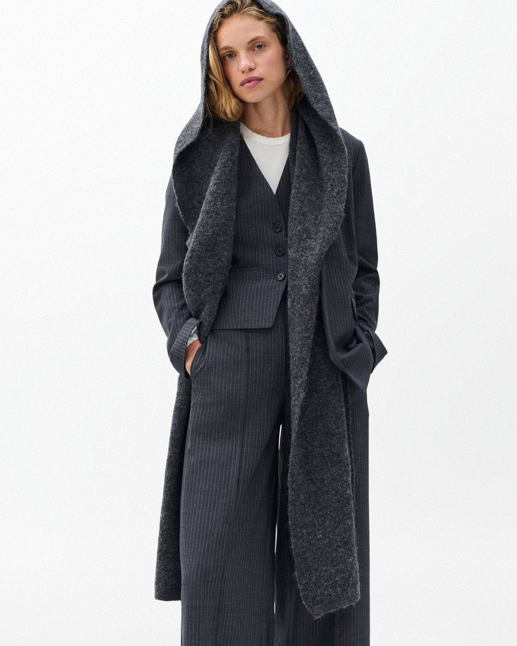 Jordyn Hooded Scarf - Charcoal