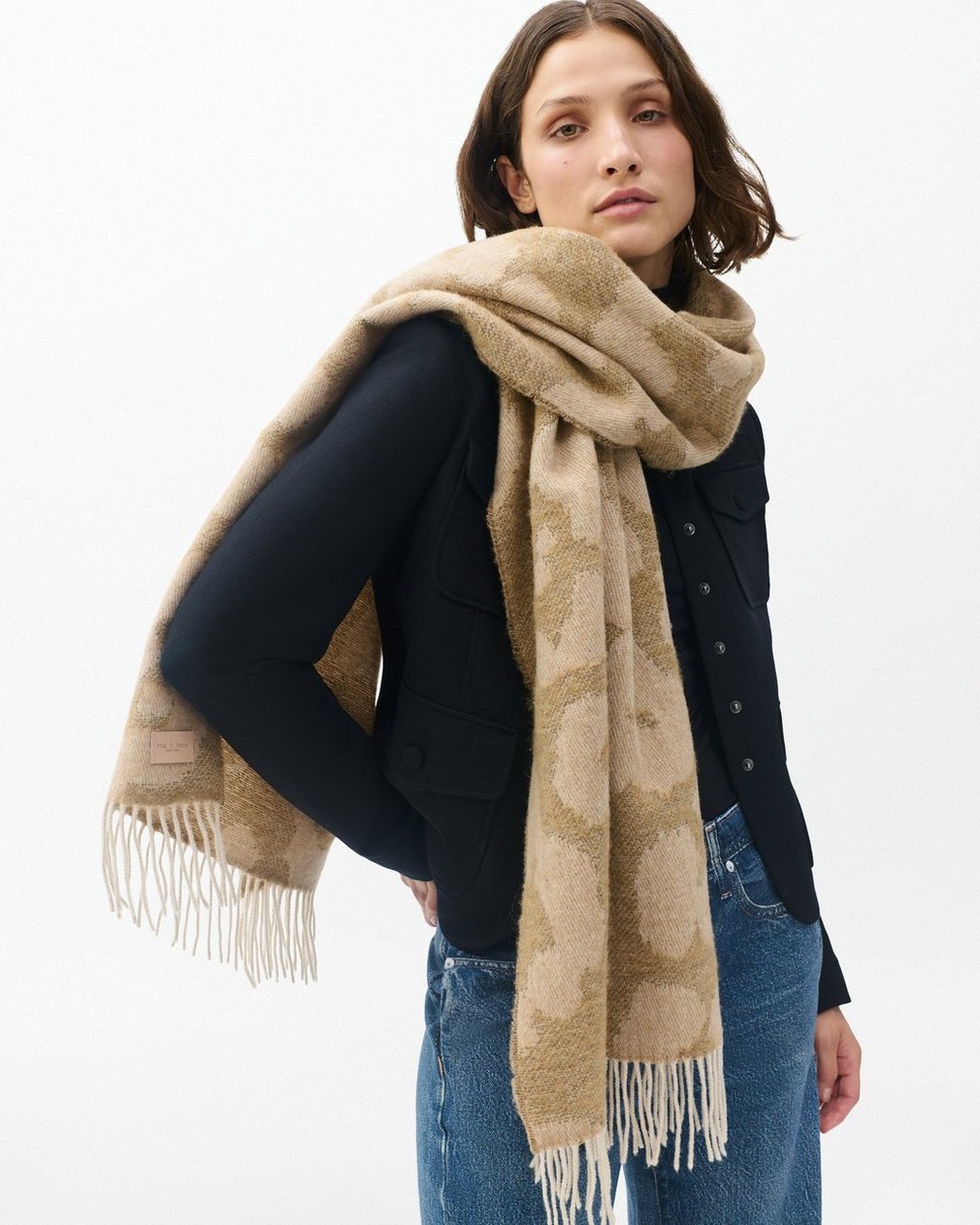 Piper Leopard-Print Scarf - Sand Multi